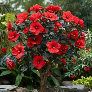 Гибискус Миднайт Роуз купить по цене от 269р. в интернет-магазине «Посадика» с доставкой почтой в в Сясьстройе и по всей России – [изображение №1].