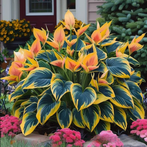 Хоста Флейм Данс купить по цене от 650р. в интернет-магазине «Посадика» с доставкой почтой в в Сясьстройе и по всей России – [изображение №1].